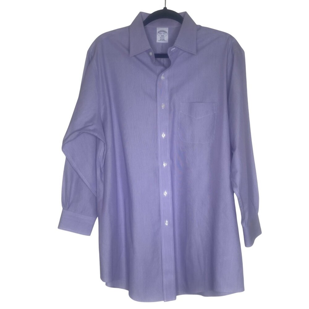 Brooks Brothers Mens Regent Non-Iron Cotton Dress Shirt 16.5‎ Button-Up READ